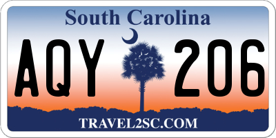 SC license plate AQY206