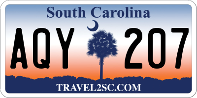 SC license plate AQY207