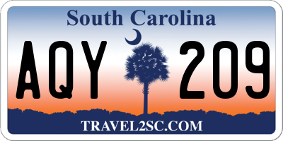 SC license plate AQY209
