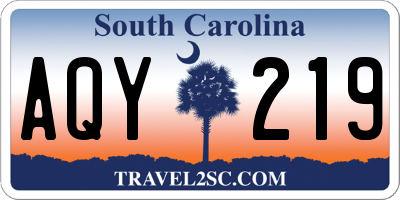 SC license plate AQY219