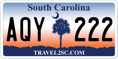 SC license plate AQY222