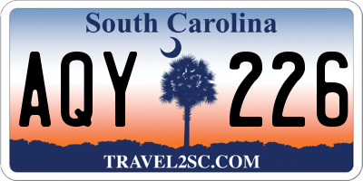 SC license plate AQY226