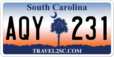 SC license plate AQY231