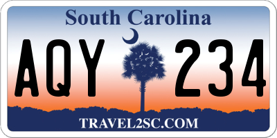 SC license plate AQY234