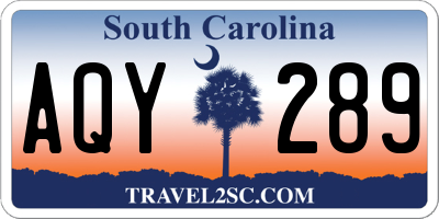 SC license plate AQY289