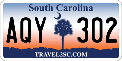 SC license plate AQY302