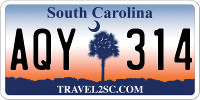 SC license plate AQY314