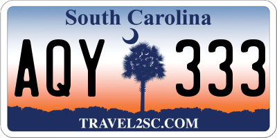SC license plate AQY333