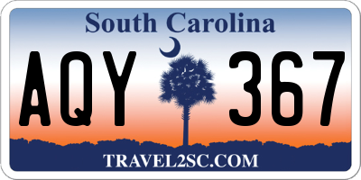 SC license plate AQY367