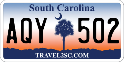 SC license plate AQY502