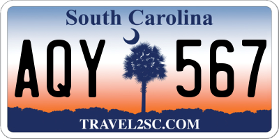 SC license plate AQY567