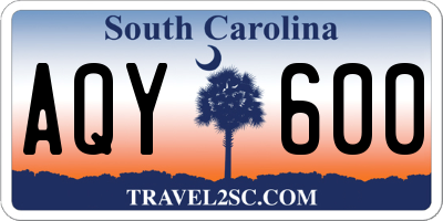 SC license plate AQY600