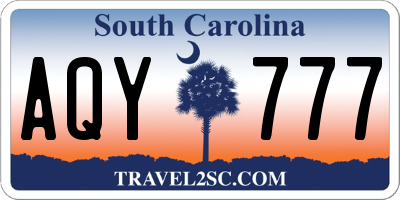 SC license plate AQY777