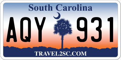 SC license plate AQY931