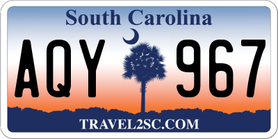 SC license plate AQY967