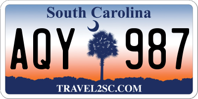 SC license plate AQY987