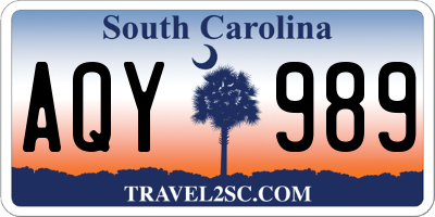 SC license plate AQY989
