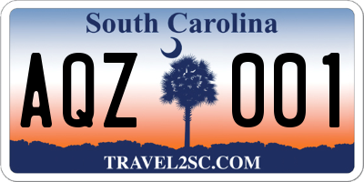 SC license plate AQZ001
