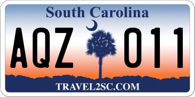 SC license plate AQZ011