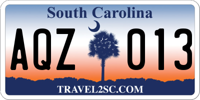 SC license plate AQZ013