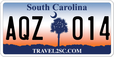 SC license plate AQZ014
