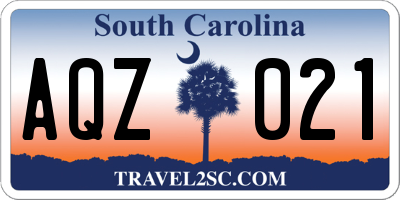 SC license plate AQZ021