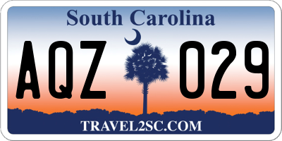SC license plate AQZ029