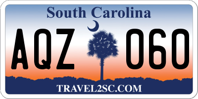 SC license plate AQZ060