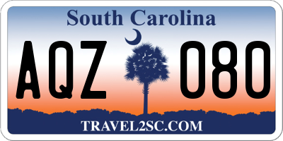 SC license plate AQZ080