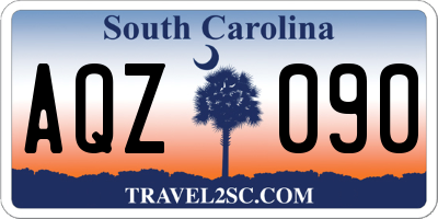 SC license plate AQZ090