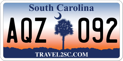 SC license plate AQZ092