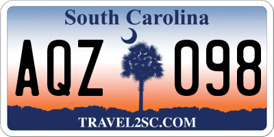 SC license plate AQZ098