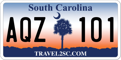 SC license plate AQZ101