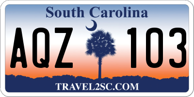 SC license plate AQZ103