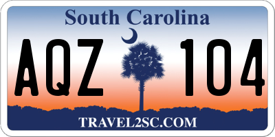 SC license plate AQZ104