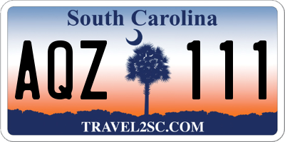 SC license plate AQZ111