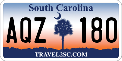 SC license plate AQZ180