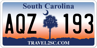 SC license plate AQZ193
