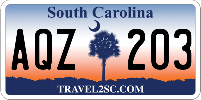 SC license plate AQZ203