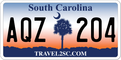 SC license plate AQZ204