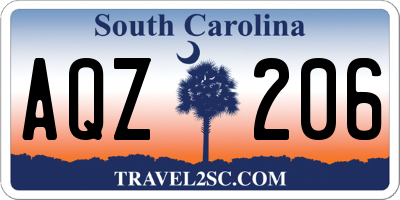 SC license plate AQZ206