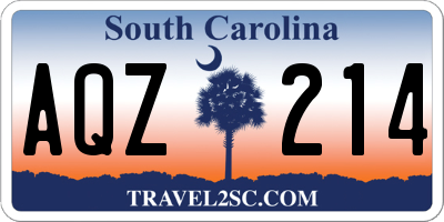 SC license plate AQZ214