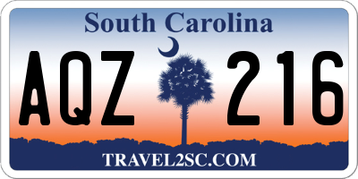 SC license plate AQZ216