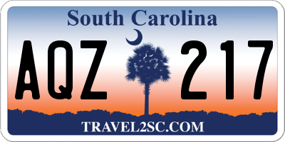 SC license plate AQZ217