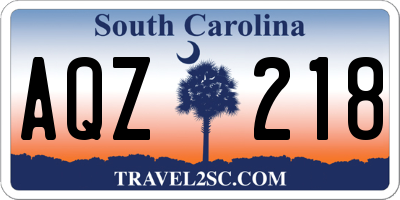 SC license plate AQZ218