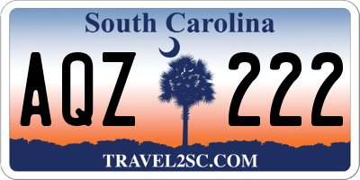 SC license plate AQZ222