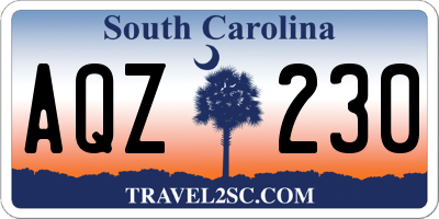 SC license plate AQZ230