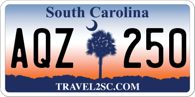 SC license plate AQZ250