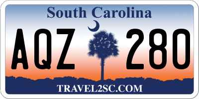 SC license plate AQZ280
