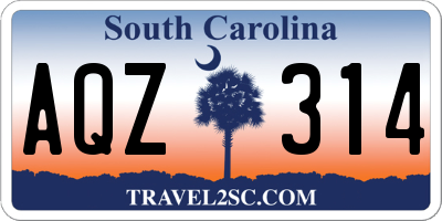 SC license plate AQZ314